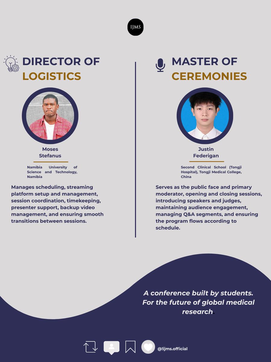 TheIJMS's tweet photo. 🌍 WCMSR 2026 is built by medical students/early-career researchers from around the world.

Together, we are advancing global scientific collaboration and shaping the future of academic medicine 🚀

#WCMSR2026 #IJMS #MedicalStudents #MedicalResearch #StudentResearch #GlobalHealth https://t.co/9nLIFf8jMa