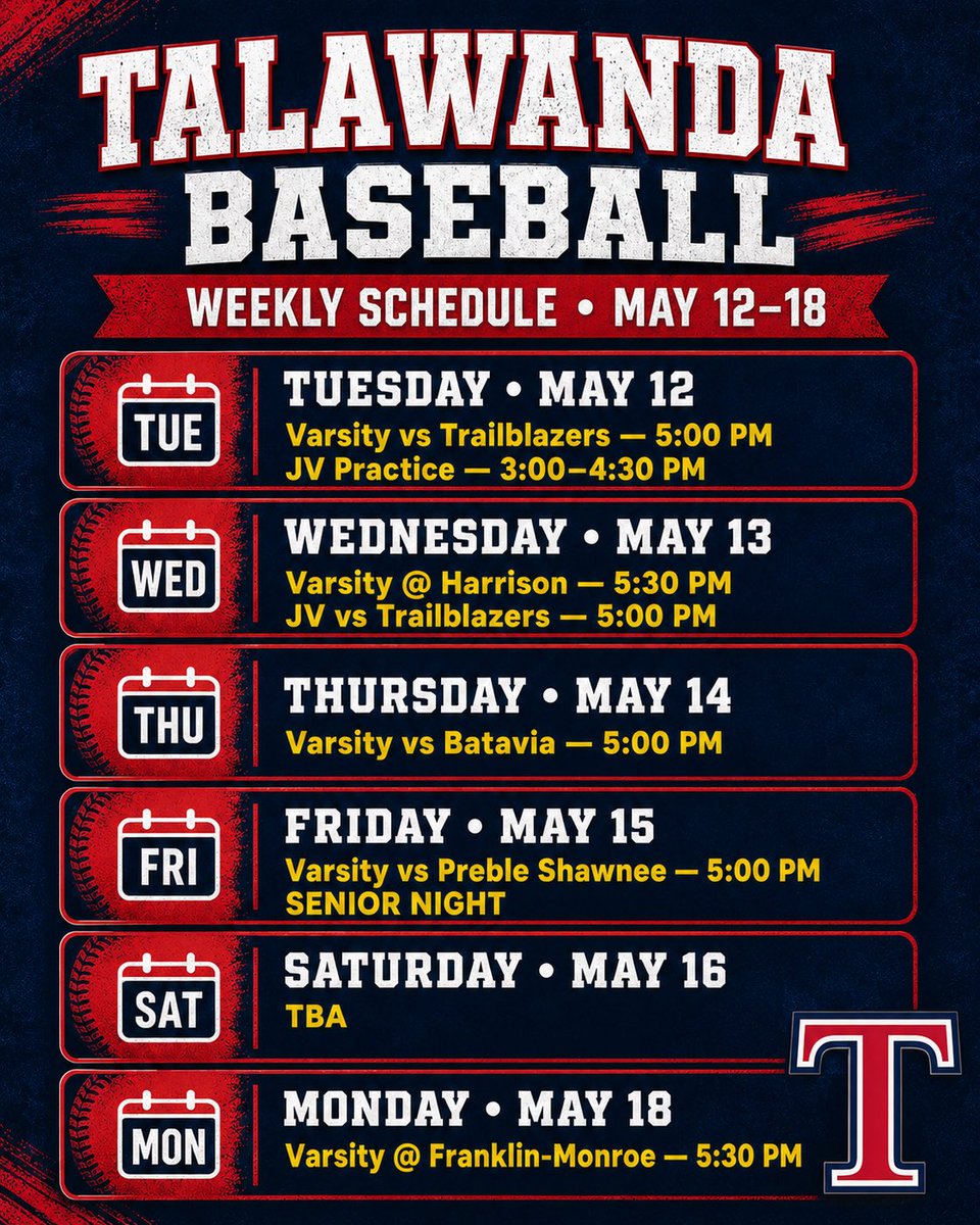Talawandabaseb1's tweet photo. Schedule for May 12-18: https://t.co/rFU3jFH8cX