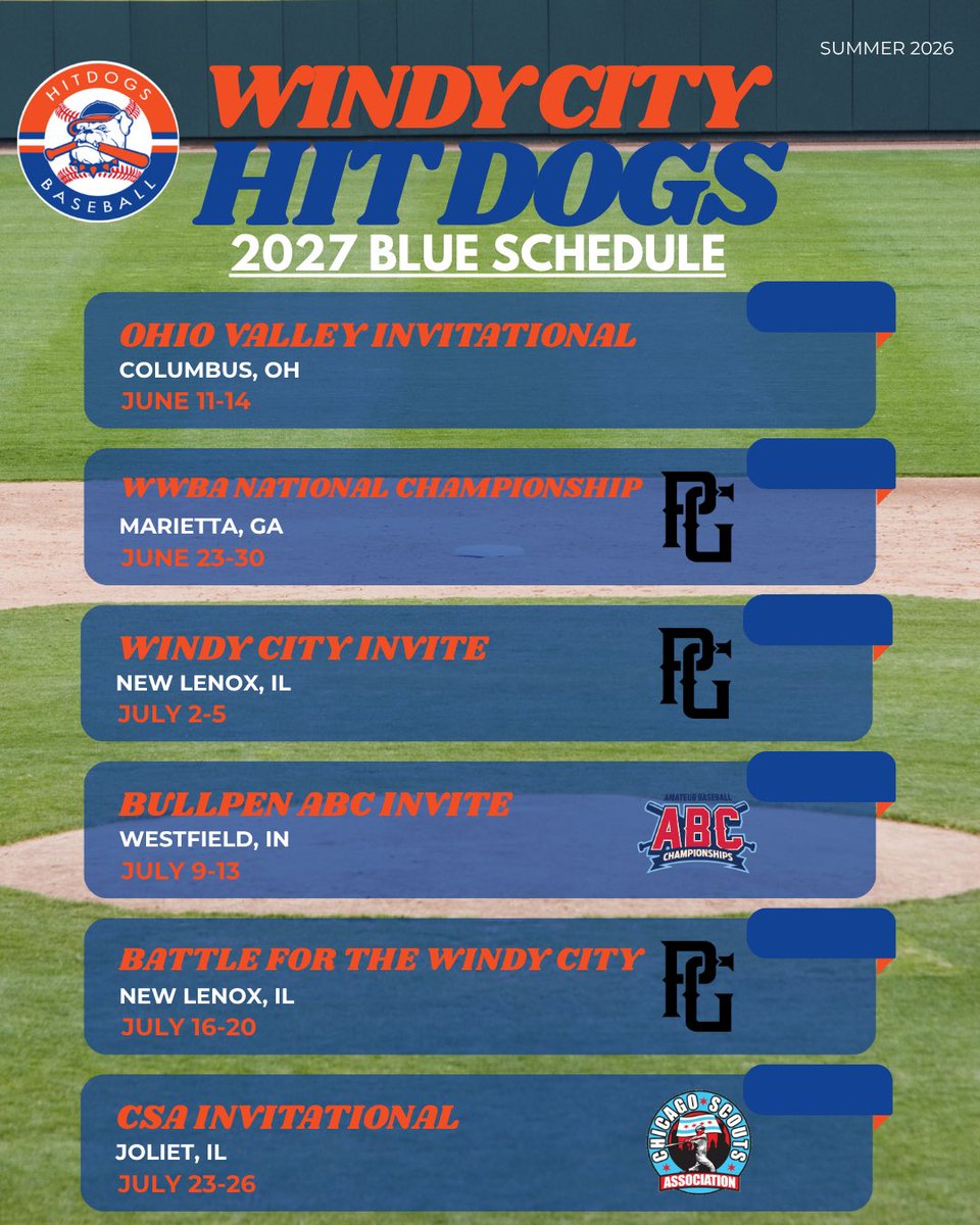 WCHitDogRecruit's tweet photo. 🗓️ 2027 Blue Summer Schedule 🗓️
Coach Dalton Lundeen @dlundeen13 

2027 Blue is a talented group getting looks from some big time programs! We expect to see them compete and succeed at every level in college. Come seem them! DM for roster info.

@WindyCityHitDog https://t.co/Rh1ubvS711