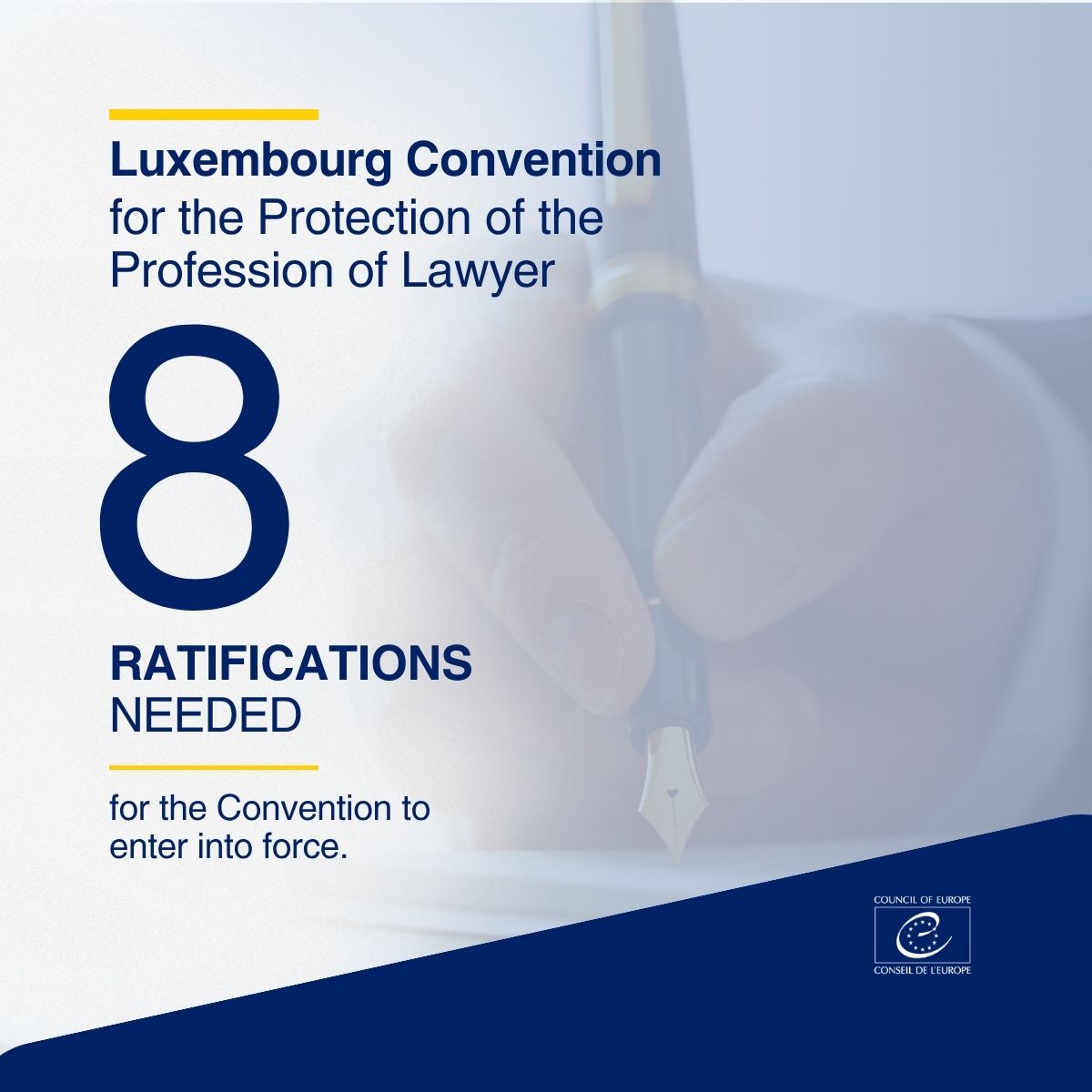 CoE_RuleofLaw's tweet photo. One year after opening for signature, the @coe Convention for the Protection of the Profession of Lawyer already counts 29 signatures🖋️.
It sends a clear message: safeguarding lawyers means safeguarding access to justice, fair trials, and the rule of law. https://t.co/NLdTVvcxZe