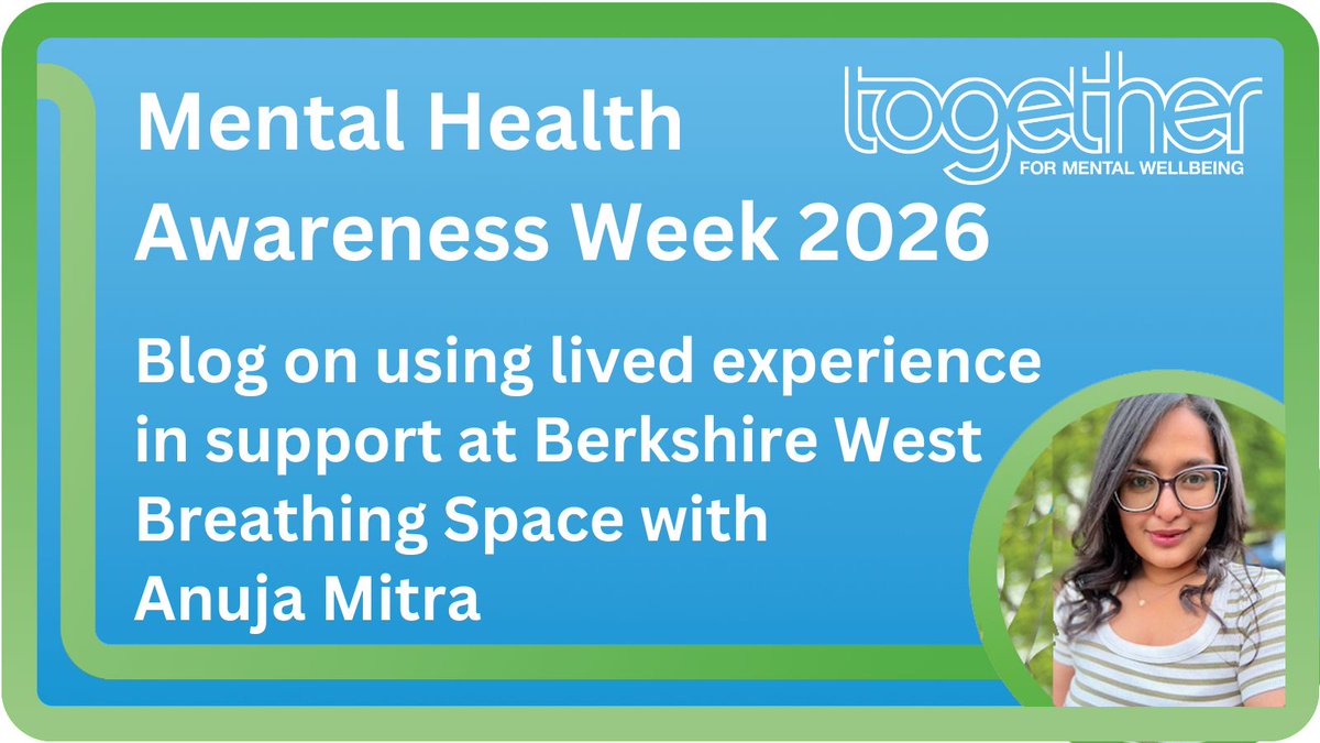 TogetherMW's tweet photo. Next for #MentalHealthAwarenessWeek &amp; our theme of #ValuingLivedExperience we hear from Anuja Mitra, Wellbeing Worker at our Berkshire West Breathing Space Service, who blogs on how her own #LivedExperience helps her provide #MentalHealth support to people https://t.co/YpYrlYiISv https://t.co/MENlBSVpsO