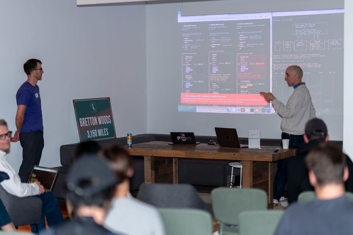 earth_star7mars's tweet photo. Honored to demo @xagentpay at Going Global: Agentic Commerce Demo Night in SF last week, hosted by @stripe , @officialhitpay and @brettonai .

We showed an end-to-end agentic payment: a user agent and a merchant agent transacting over Stripe's MPP protocol, with payments settled through both Stripe and HitPay rails — no humans, no API keys in the loop.

Xagent is building the A2A commerce protocol where merchant agents meet user agents. MPP and x402 are both becoming foundational rails for this — exciting to see the ecosystem come together.

Huge thanks to the teams at @stripe, @hitpay and @brettonai for the opportunity.

We'll keep shipping. 🚀