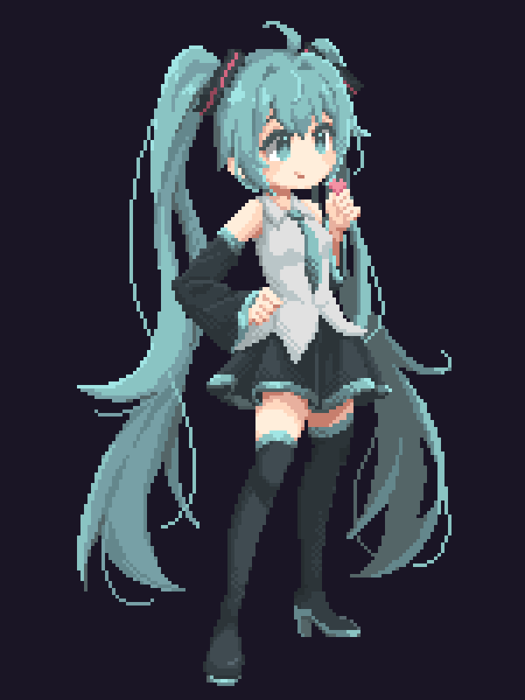 ドット絵 ミクちゃん描いてみました! 自分のドット絵が上達したを信じ