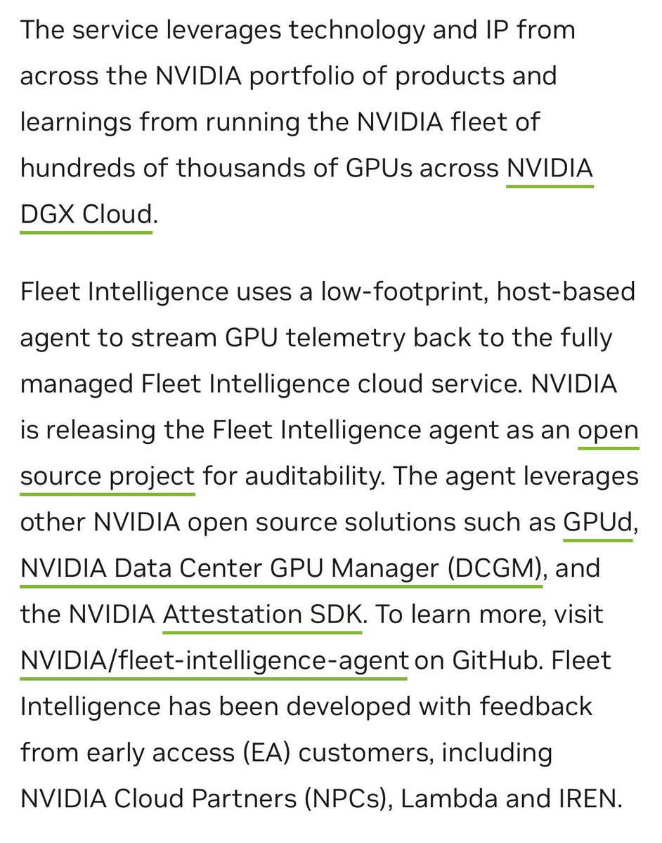 SmallCapSnipa's tweet photo. $IREN is an early access partner for NVIDIA’s new Fleet Intelligence 

Fully managed cloud service delivering deep visibility and intelligence through hundreds of thousands of GPUs across Nvidia DGX Cloud 

With a strong foundation in place, it is now up to accretive funding and delivery