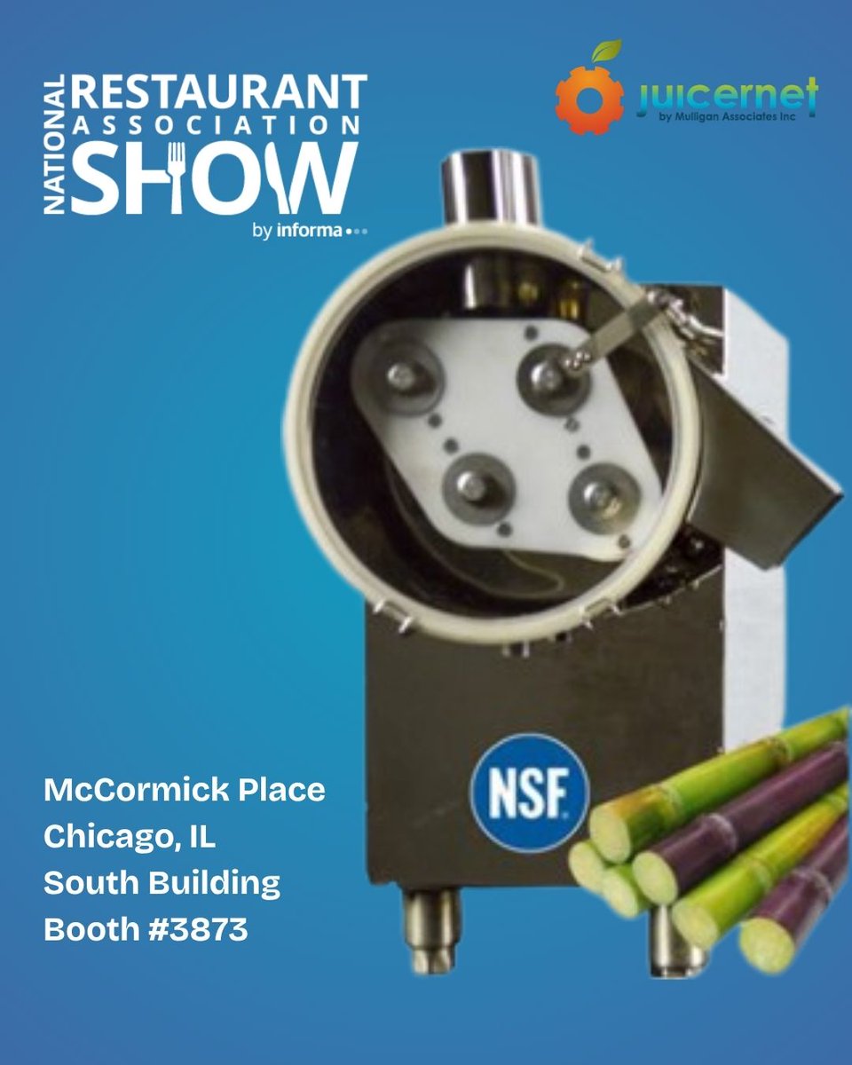 juicernet's tweet photo. Chicago, here we come! ✈️

Visit us at the @NatlRestShow, May 16–19.

Stop by Booth #3873 in the South Building to see the SC-4 NSF Sugarcane Juicer in action.

#NationalRestaurantShow #Chicago #SugarcaneJuicer #FreshJuice https://t.co/epSQn8APlW