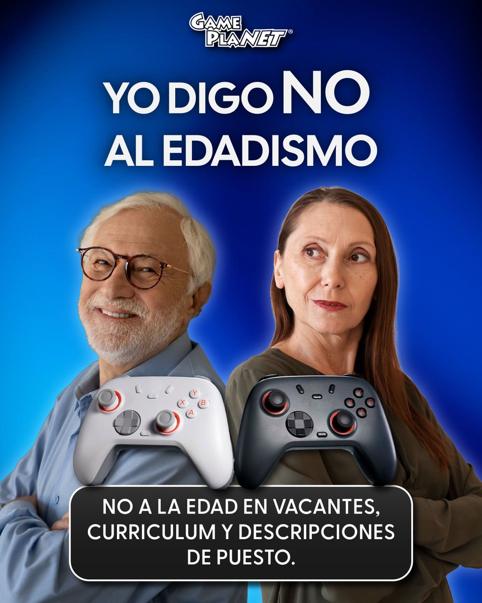 Gameplanetmx's tweet photo. 🕹️ En GamePlanet decimos NO al edadismo: no a la edad en vacantes, Curriculum o descripciones de puesto.  🎮 https://t.co/Bpeenvdq7U