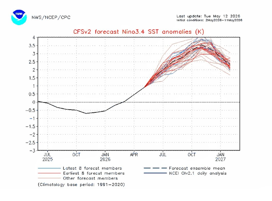 KutayMihliardic's tweet photo. 🌍🌡️ Amacım panik yaratmak değil; ancak NOAA CFSv2 modelinin son çıktısı oldukça sıra dışı bir sinyal veriyor. Bu verilere göre önümüzdeki dönem için Süper El Niño'nun daha üst seviyesi olan 'Mega El Niño' ihtimali belirdi.🧐

​✍️ "Mega El Niño" çok nadir görülür ve bilimsel kayıtlara göre bu ölçekte bir olay en son 1877-78 yıllarında yaşanmıştı; küresel çapta ekstrem hava olaylarına, tarımsal çöküşe ve tarihi 'Büyük Kıtlık' felaketine sebep olmuştu.👇