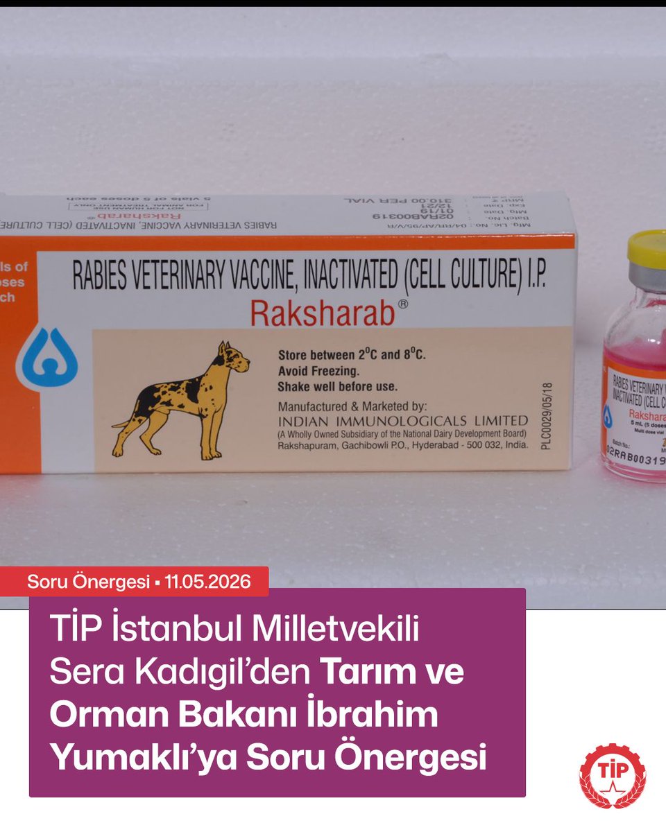 TipEkoloji's tweet photo. Tarım ve Orman Bakanlığı tarafından kullanılan Raksharab isimli inaktif kuduz aşısının, uygulandığı hayvanlarda uzun süreli nefes darlığı, kanama, kusma, çoklu iç organ hasarı ve anafilaktik şok gibi ciddi yan etkilere sebep olduğu, bazı hayvanlarda ise uygulamanın ani ölümle sonuçlanması kamuoyuna yansımıştır.
Milletvekilimiz Sera Kadıgil, Bursa Veteriner Hekimler Odası'nın da dikkat çektiği konuyu TBMM gündemine getirerek Tarım ve Orman Bakanına yanıtlamak üzere Soru Önergesi vermiştir.
TİP Hayvan Hakları Komisyonu olarak sorularımızın takipçisiyiz. Yaşamda inat ediyoruz.