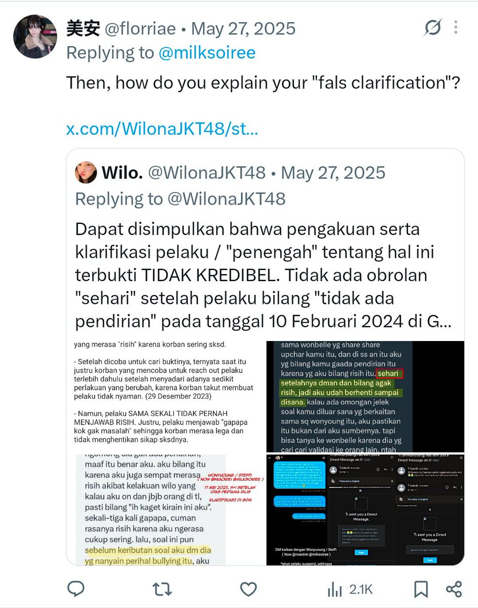 WilonaJKT48's tweet photo. STEFFI KATA AKU UDAHAN MAIN RPNYA! Halo kepada 
@reinyourheeart @SEOJlYU @bndleehans kamu udah ngerasa baik-baik aja kah after aku spi tahun lalu? Udah bisa main rp dengan tenang? Daripada sibuk ngurusin project RP, mending balesin itu mention kakaknya yang kamu kacangin. https://t.co/S4yHY8dExm