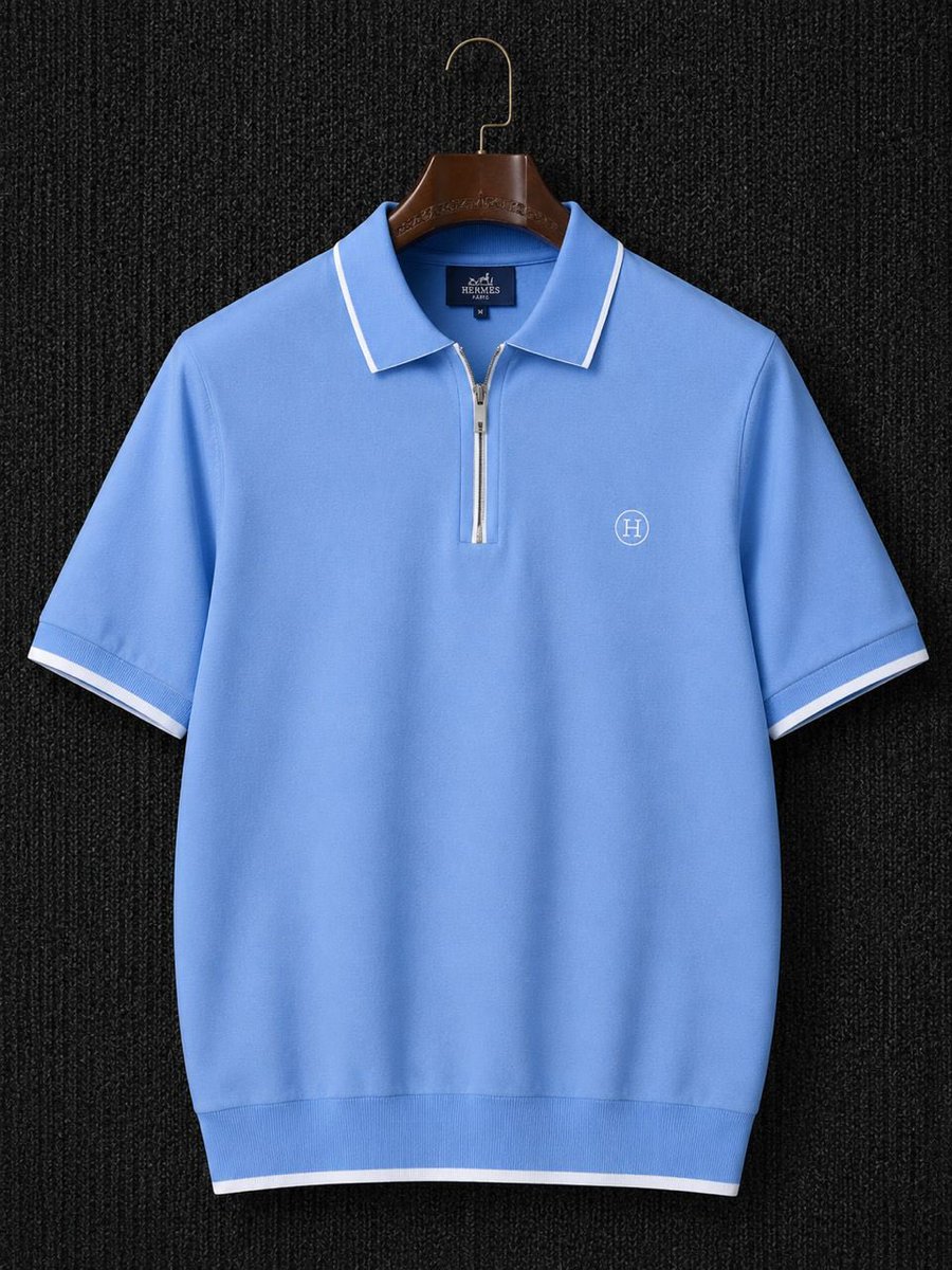 HERMES ポロシャツ　90sブルー Polo Hermès 🏷️7.000 F Tel: 782821905