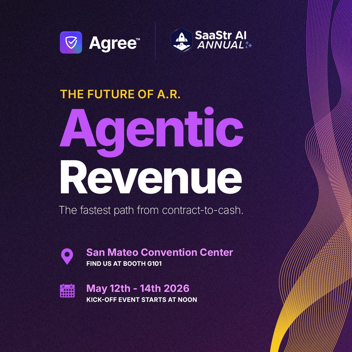 AgreeHQ's tweet photo. We're sponsoring @saastr Ai Annual again this year! Stop by, say hi, win $10,000, and take a test-drive in the future of revenue automation — we're at booth G101, you won't be able to miss it. https://t.co/8zzCBvBrOF