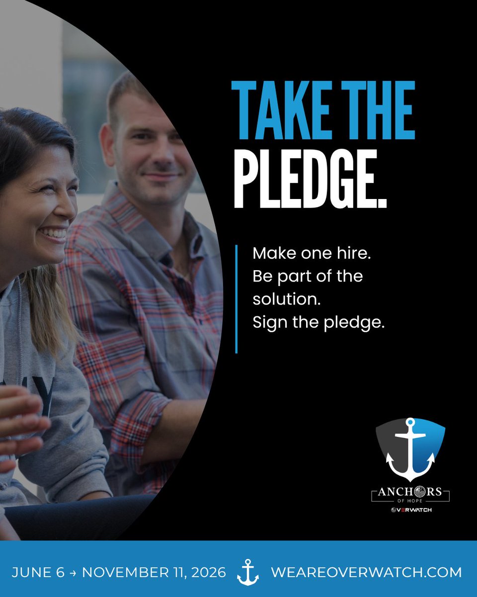 OverwatchMC1's tweet photo. 500,000 jobs are open.
Mission-ready talent is available.
From June 6 to Veterans Day, #AnchorsOfHope challenges employers to hire one veteran, military spouse, or first responder.
Goal: 250 hires in honor of America’s 250th birthday.
Take the pledge:
https://t.co/erQnEaM4sb https://t.co/apmvOnQl6X