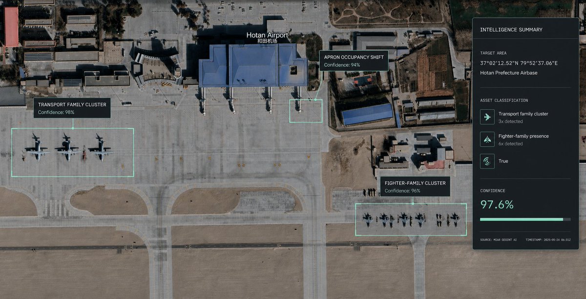 rv_srivatsa's tweet photo. Announcing MIAR (Military Imagery and Analysis) - 
https://t.co/6ohGt8iiDW

Load satellite imagery feeds , and detect military assets, classify them, analyse them, hand off to an operator

Anything with satellite imagery - now made possible! https://t.co/hlmuErieIR