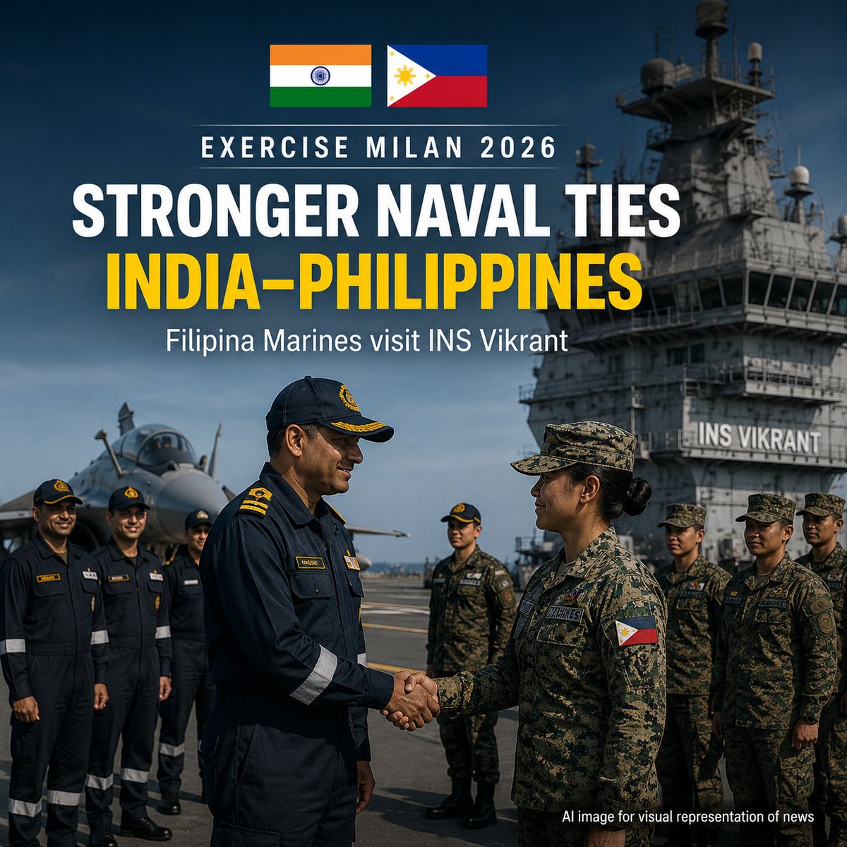 Filipina Marines visited INS Vikrant during Exercise MILAN 2026 ...