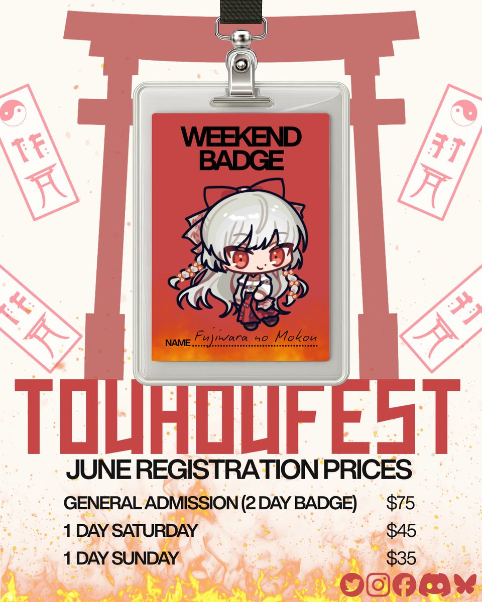 TouhouFest's tweet photo. ❗❗ Get your badge before your wallet turns to ash ❗❗
TouhouFest badge pricing will be changing in June, so be sure to purchase your badge soon.
We will also have at-door pricing available during TouhouFest weekend.
More information here:
https://t.co/PmILY80auR 
#touhoufest https://t.co/HWODCRvEmj