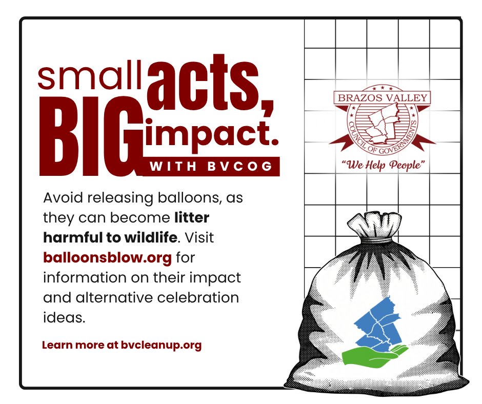 bvcog's tweet photo. What goes up must come down! 🎈⬇️

Small choices make a BIG difference for the creatures we share the Brazos Valley with. For more information on the impact of balloons and creative celebration ideas, visit https://t.co/jraLpxf8PT! https://t.co/gDb8Yi0LAw