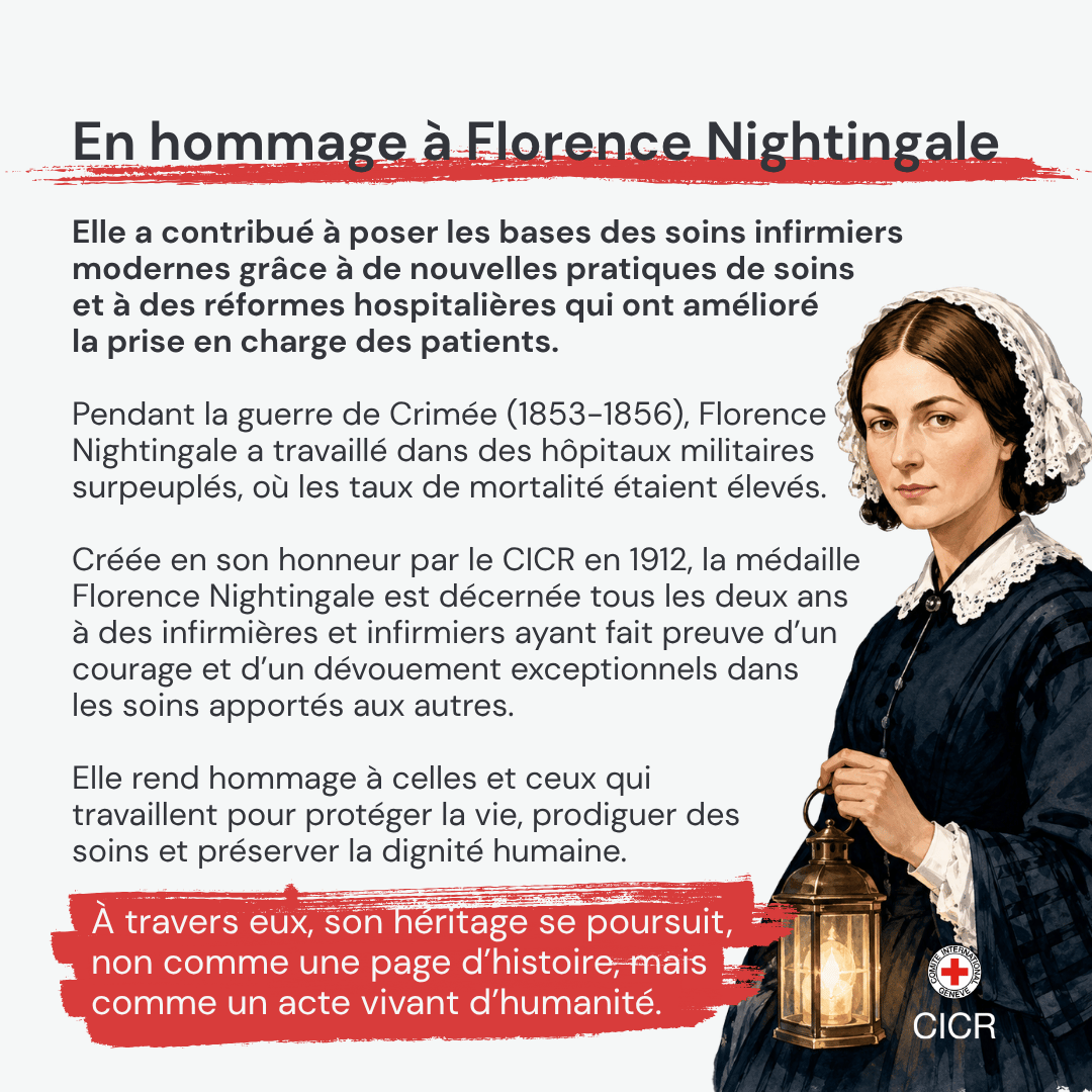 CICR_fr's tweet photo. À l’occasion de la Journée internationale des infirmières et infirmiers, nous rendons hommage à celles et ceux qui consacrent leur vie aux soins, à l’humanité et à la compassion. Plus de deux siècles après Florence Nightingale, son héritage continue d’inspirer toute la profession https://t.co/PEYk1b0bkf