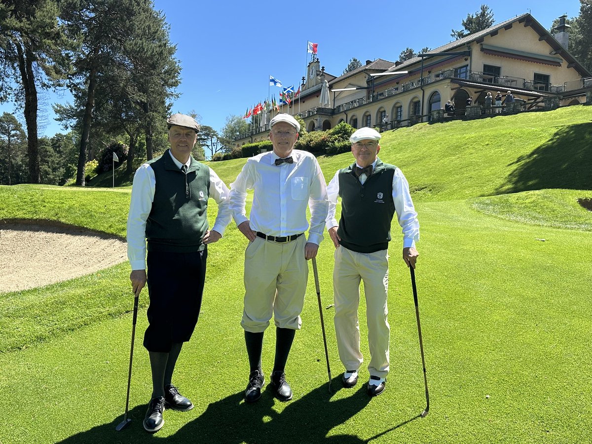 ForresterInfo's tweet photo. Had a great practice round today with Perry Somers and Brian Gee @GolfVilladEste before the hickory golf masters. A proper old school tradition course and club. https://t.co/2SLLetrQKF