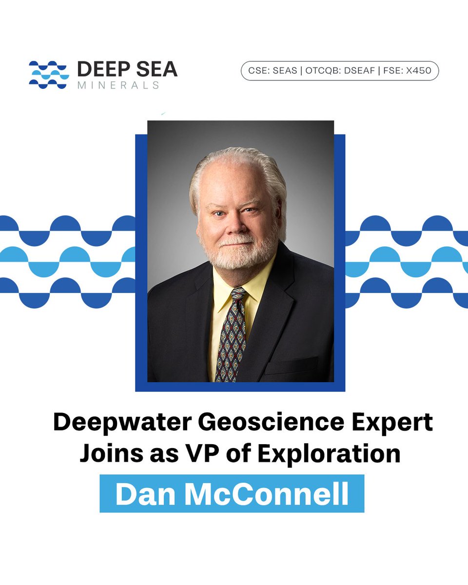 deepseacorp's tweet photo. We have appointed Dan McConnell as VP of Exploration. He brings 25+ years of deepwater marine geoscience experience and has served as lead geologist on multiple CCZ surveys.

Read: https://t.co/w4QH2ekwKP

🇨🇦 #CSE: #SEAS $SEAS.CN 🇺🇸 #OTCQB: #DSEAF 🇩🇪 #FSE: #X450 https://t.co/EOhJFrFkcc