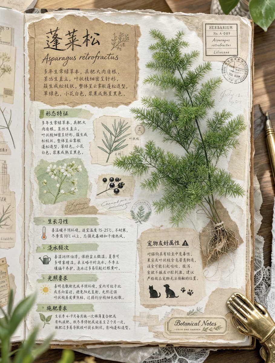 ChatGPT image 2做植物手帐🌿真是太漂亮了