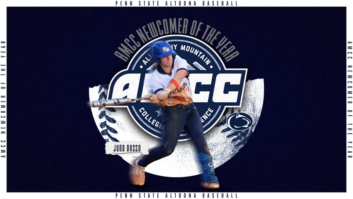 PSAltoonaLions's tweet photo. Freshman Judd Dasso is the AMCC Newcomer of the Year, and a total of five Lions were voted to the Baseball All-Conference squad!

Read more: https://t.co/9RuhPg7zme

#d3b https://t.co/pginrYDFOv