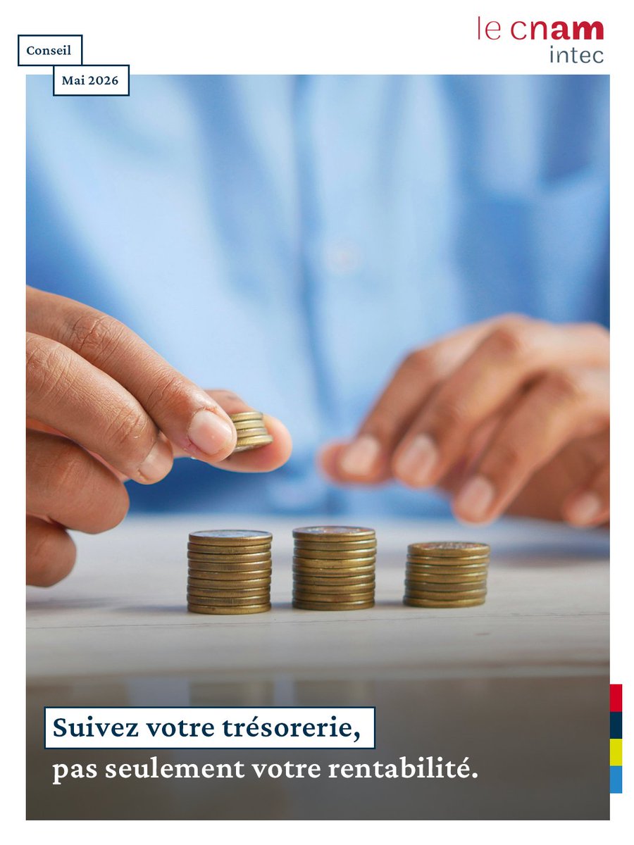 CnamIntec's tweet photo. [CONSEIL] Une entreprise peut être rentable sans avoir assez de trésorerie.

Suivre ses encaissements et décaissements est essentiel pour éviter les tensions financières.

👉 Sujet abordé dans l’UE de Management et contrôle de gestion du DSCG et le M1 CCA de l’Intec. https://t.co/8zwCXHaPxf