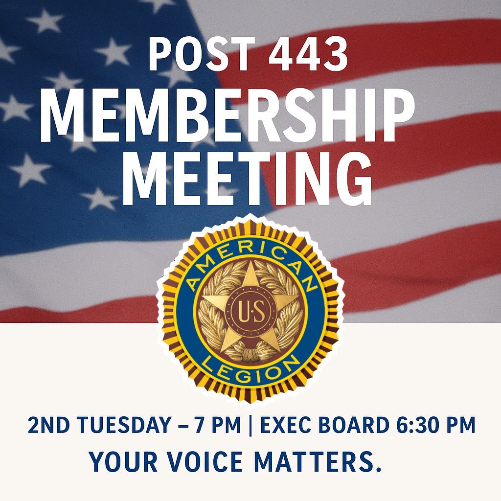 CVLegionpost443's tweet photo. Reminder that our Legion meeting is tonight at 7:00 PM.

It’s not just a meeting, it’s a chance to stay connected, hear what’s going on, and have input on what’s next. Even if you haven’t been in a while, you’re always welcome. 
#CVALPost443 https://t.co/zrWVPCA0sh