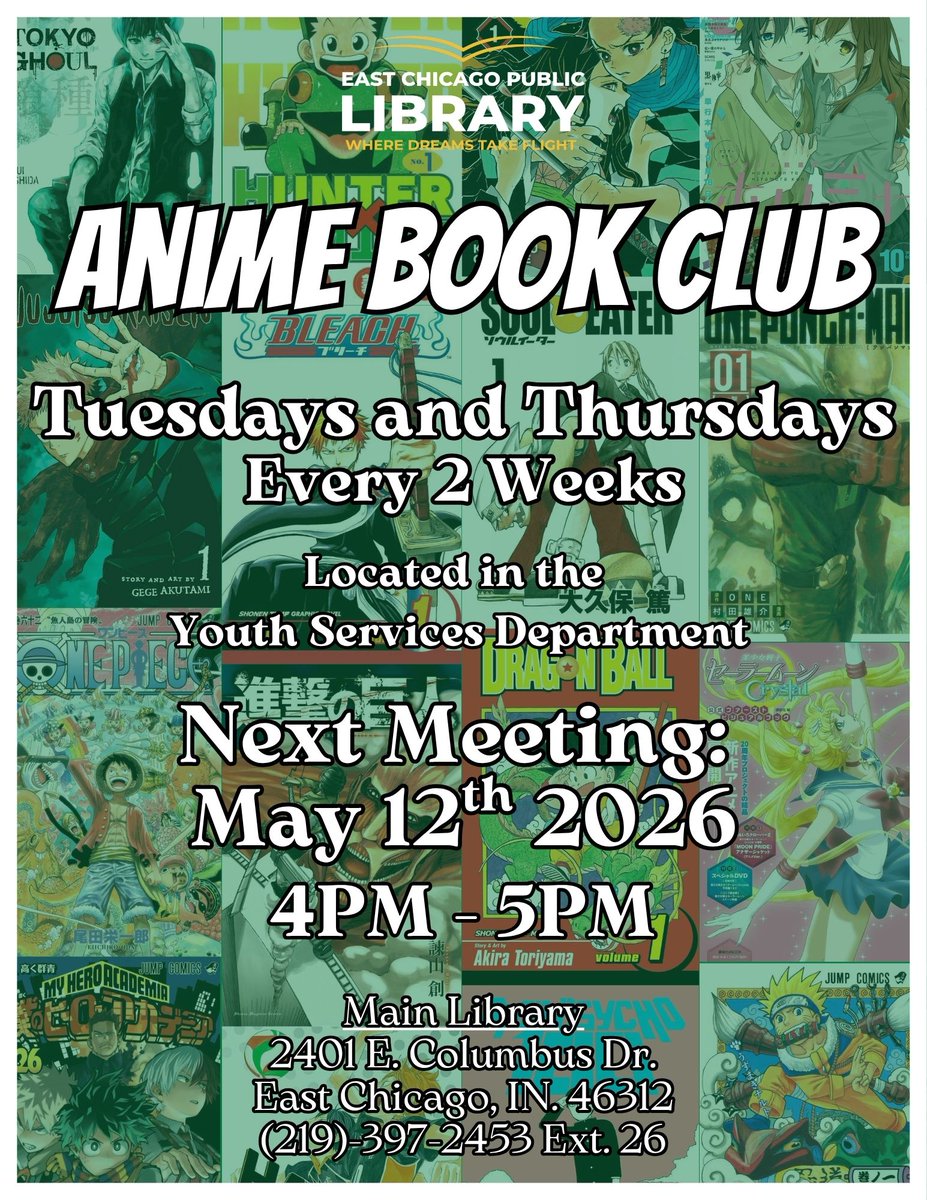 ECPublicLibrary's tweet photo. ๐ธGear up for Summer Reading by Exploring a New Genre!๐ธ
Join our Anime Book Club as we read about harrowing adventures, dive into imaginative worlds, and explore characters who define what it means to be a hero!
#ECPL #animebookclub #youthservices #anime #libraryprograms https://t.co/Q0E85lMQs8