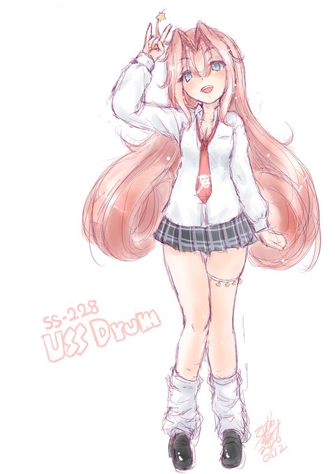 ドラムちゃJK風
「どーよ、似合ってる?😁」
#艦これ版深夜の真剣お絵描き60分一本勝負 
#艦これ版真剣お絵描き60分一本勝負_20260512
#ドラム進水日 