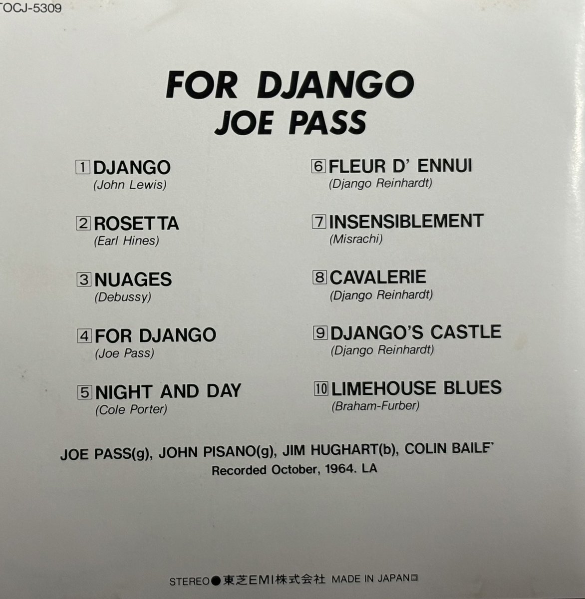 OM7341861341855's tweet photo. Django https://t.co/9xb5p21Opw
就寝前にジョー・パスのジャンゴ。
J.パスの敬愛するベルギーのギタリスト"ジャンゴ・ラインハルト"に捧げたアルバム、格調高くエレガントなJ.パスの演奏が楽しめる
"FOR DJANGO"/Joe Pass(1964年10月録音)
#JoePass
#JohnPisano
#JimHughart
#ColinBailey https://t.co/XqnCBnwlgA