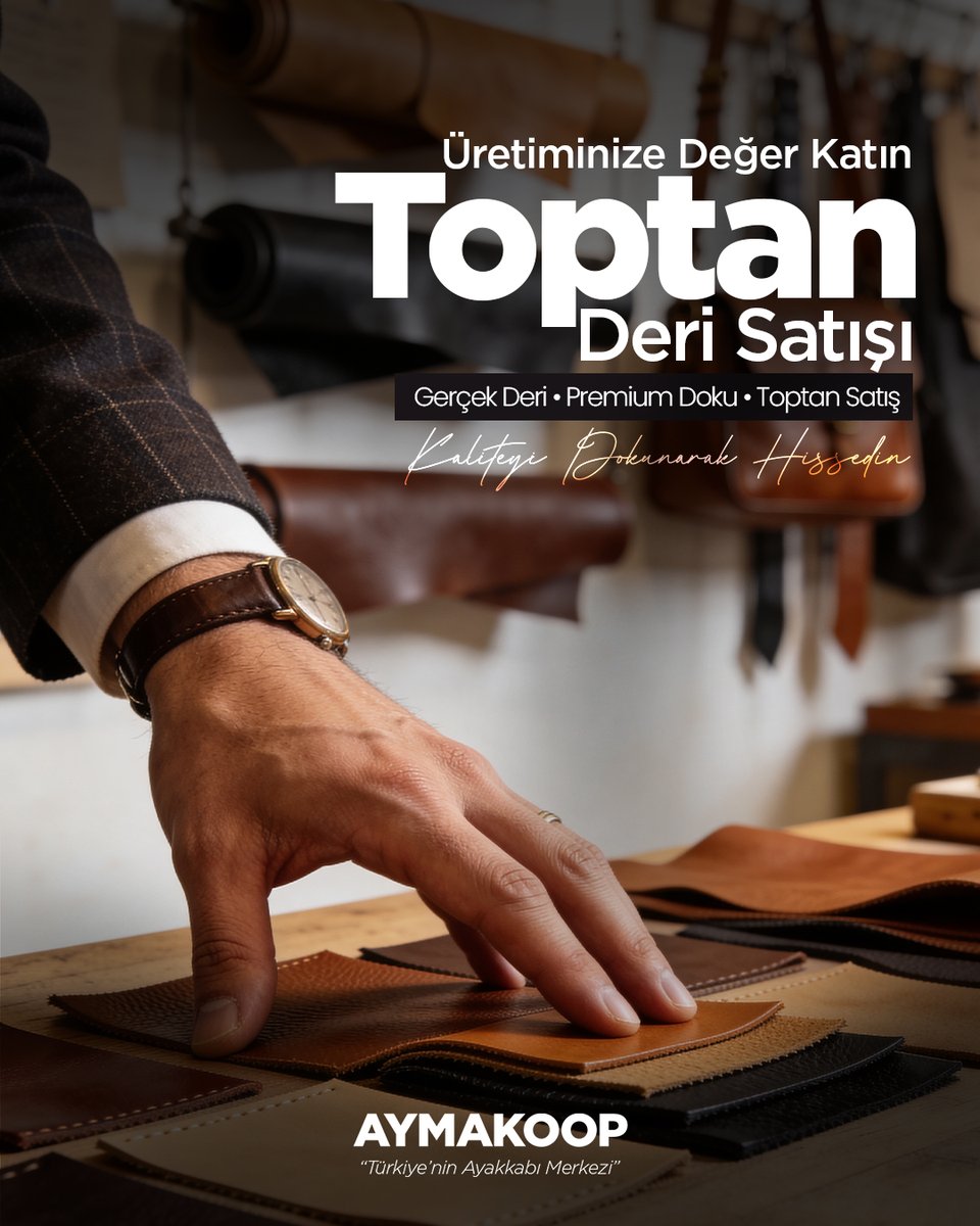 aymakoop's tweet photo. Gerçek deri kalitesini üretiminize taşıyın. ✨

Ayakkabı, çanta, kemer ve birçok üretim alanına uygun premium deri seçenekleriyle profesyonel çözümler sunuyoruz.
Farklı doku, renk ve yüzey alternatifleri sayesinde üretim süreçlerinize değer katabilirsiniz. https://t.co/rAkqkRZ6hR