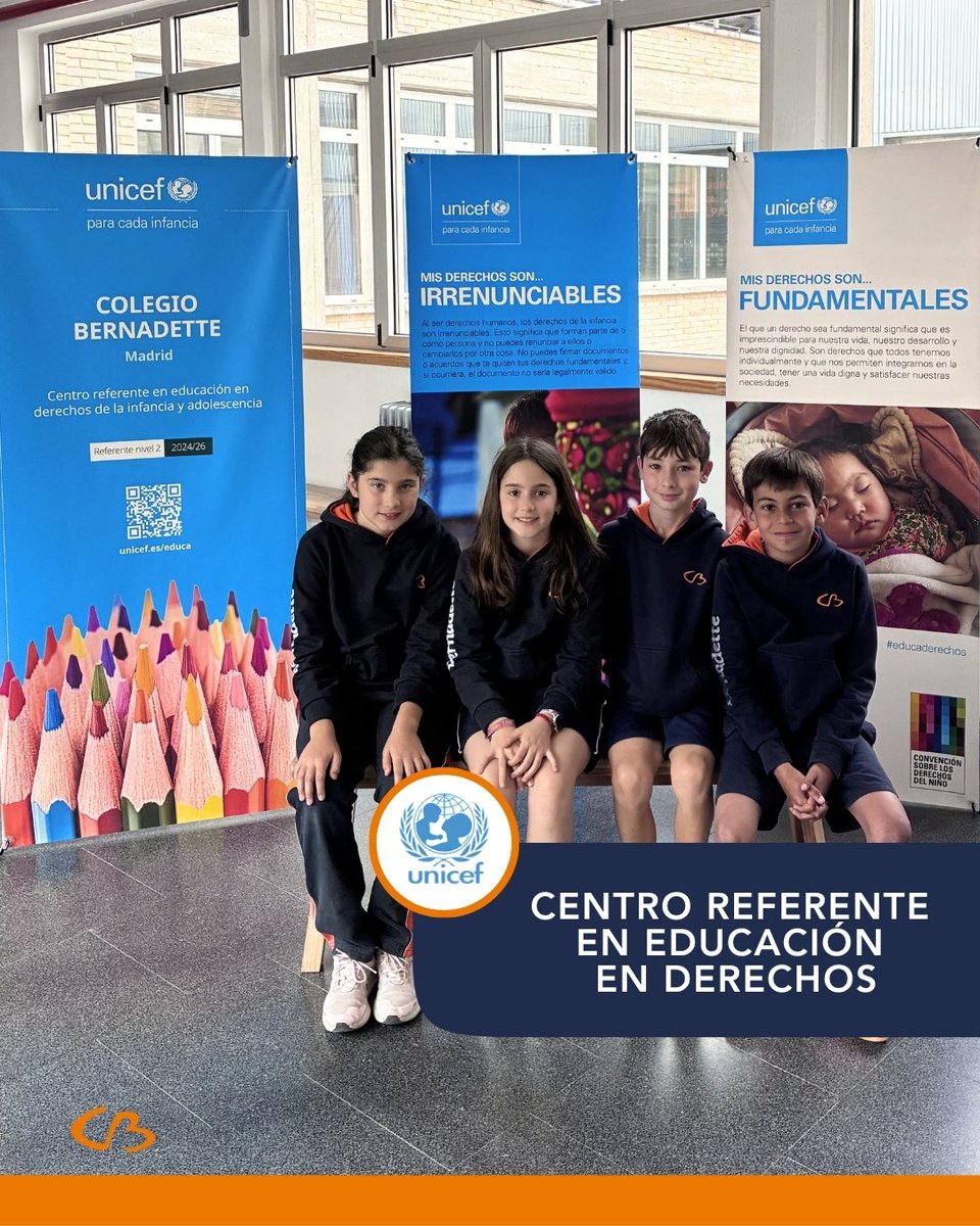 ColBernadette's tweet photo. 💙Como Centro Referente en Educación en Derechos de Infancia y Adolescencia reconocido por @unicef_es, en nuestro cole seguimos dando pasos para acercar los derechos de la infancia a los alumnos.

🌍 Porque educar en derechos es construir un colegio comprometido con la infancia. https://t.co/BPMaymIHpv