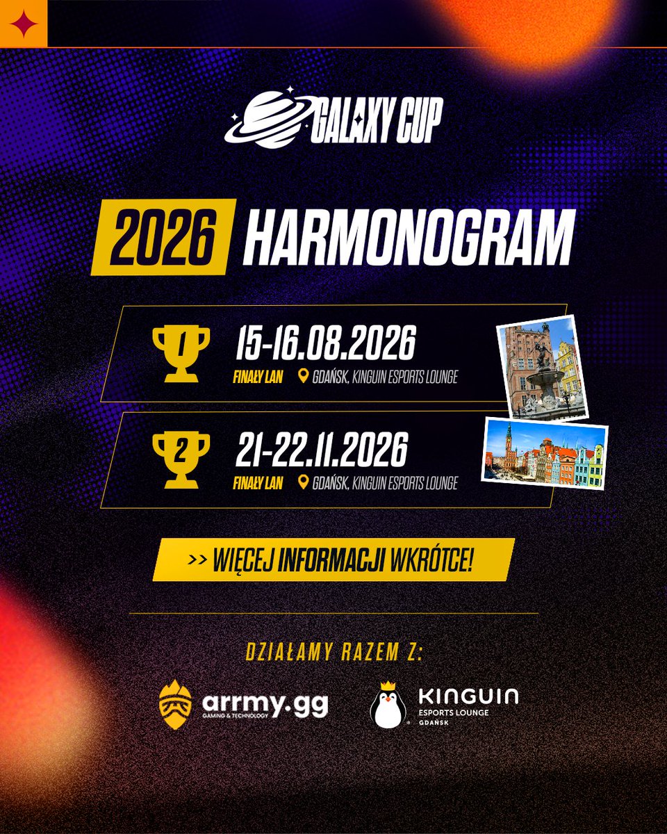 GalaxyCupCS2's tweet photo. HARMONOGRAM 2026 ZNANY📌

Działamy z: @ARRMYgg @KinguinLounge https://t.co/39QIPEsQyN