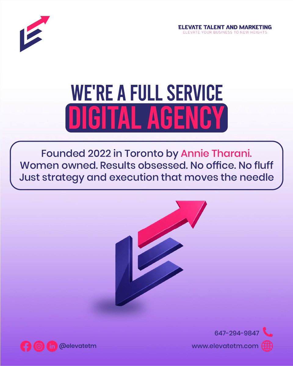 elevatetm's tweet photo. Why choose us?! 

#MarketingStrategy #DigitalAgency #TorontoBusiness #Entrepreneurship #ElevateTM https://t.co/ZgDu7tUxLu