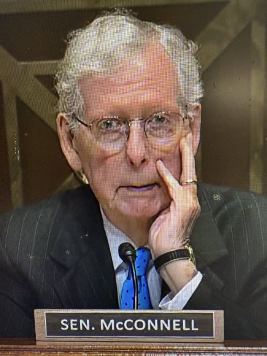 catfedoras's tweet photo. Mitch McConnell's lips are already blue. Are we sure he isn't a puppet? https://t.co/aK7AWGkgAb