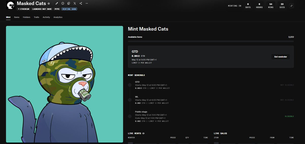Masked__Cats's tweet photo. ⚠️ We’re currently experiencing an internal @opensea  issue causing all mint phases to disappear and become unrecoverable, despite still appearing on the mint page.  Our team is actively working on a fix. Please wait for further updates and we sincerely apologize https://t.co/RIk0KIY1Bw