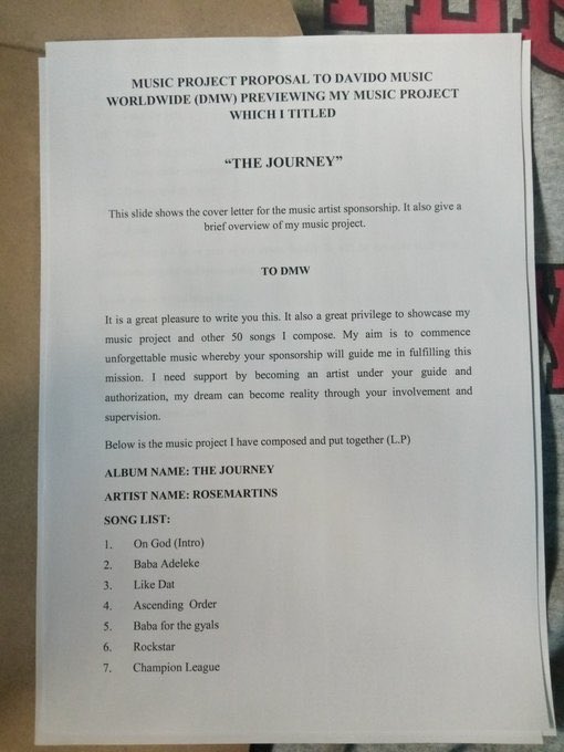 IAMRoseMartins's tweet photo. Incase ure wondering how “BABA ADELEKE” come to be,it was in a folder list of a music project proposal which showcased my music project proposal to “DMW” and other music records labels… https://t.co/q1aQhZNeXK