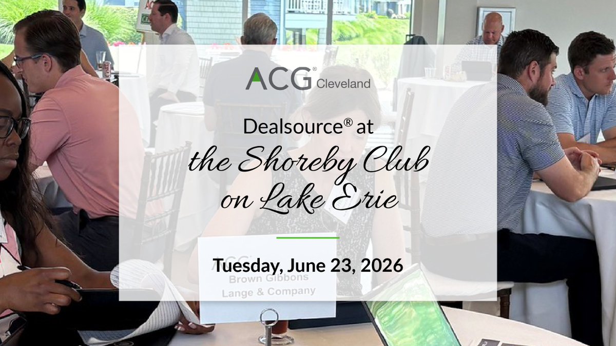 ACG_CLE's tweet photo. Calling all investment bankers! Private equity is already waitlisted; now it’s your turn. DealSource® connects investment banks with active buyers in a focused setting built for real conversations. Sign up today: https://t.co/GsIhlKDelZ https://t.co/C4j2sVhThY