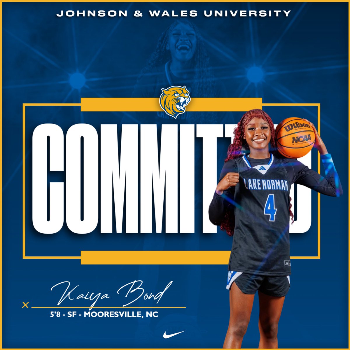 JWU_WBB's tweet photo. Excited to add this winner to our squad 💙💛

Welcome to the city, Kaiya✨ https://t.co/v46EbqOsLm