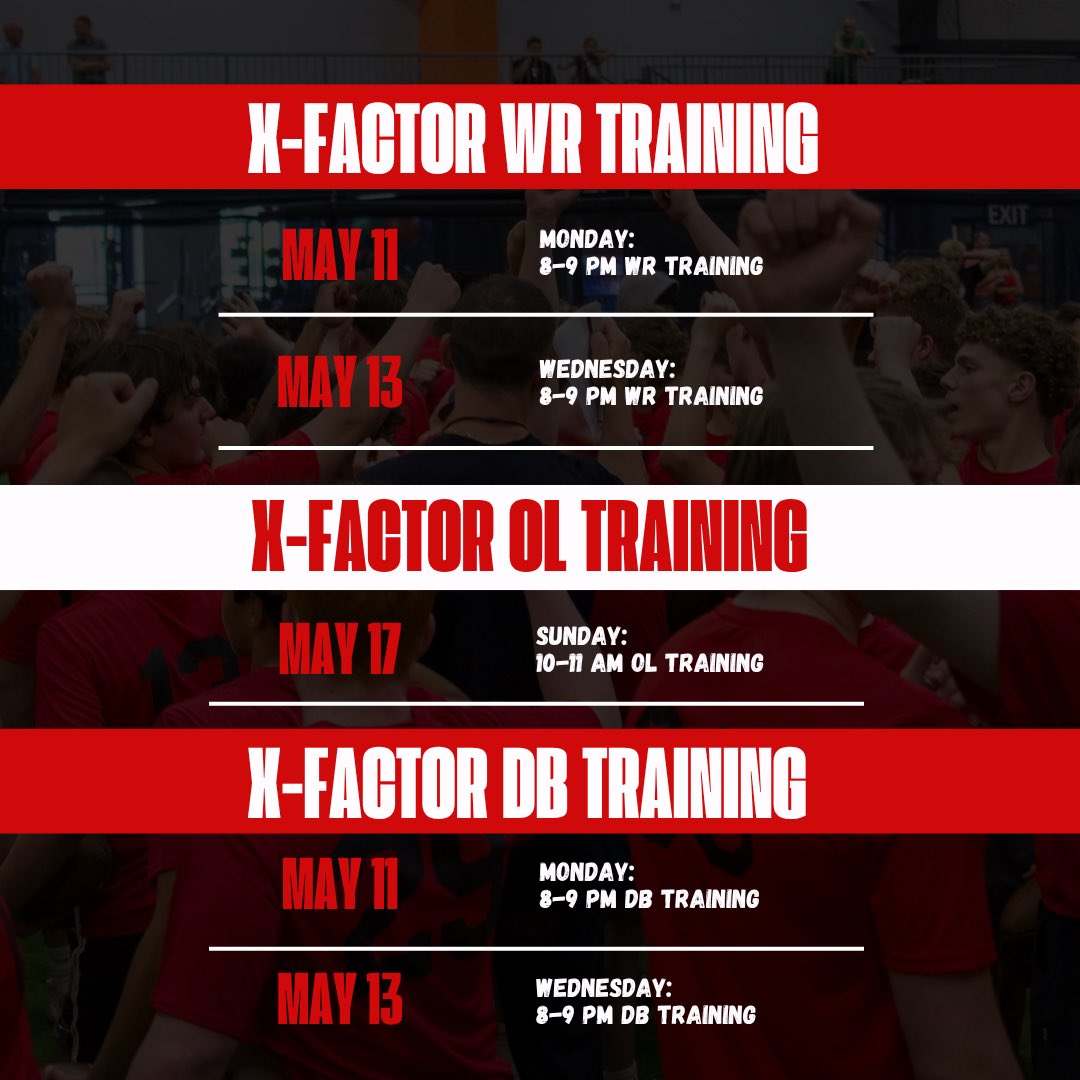 xfactorQB's tweet photo. Training schedule for this week. https://t.co/GxKblIcYxH