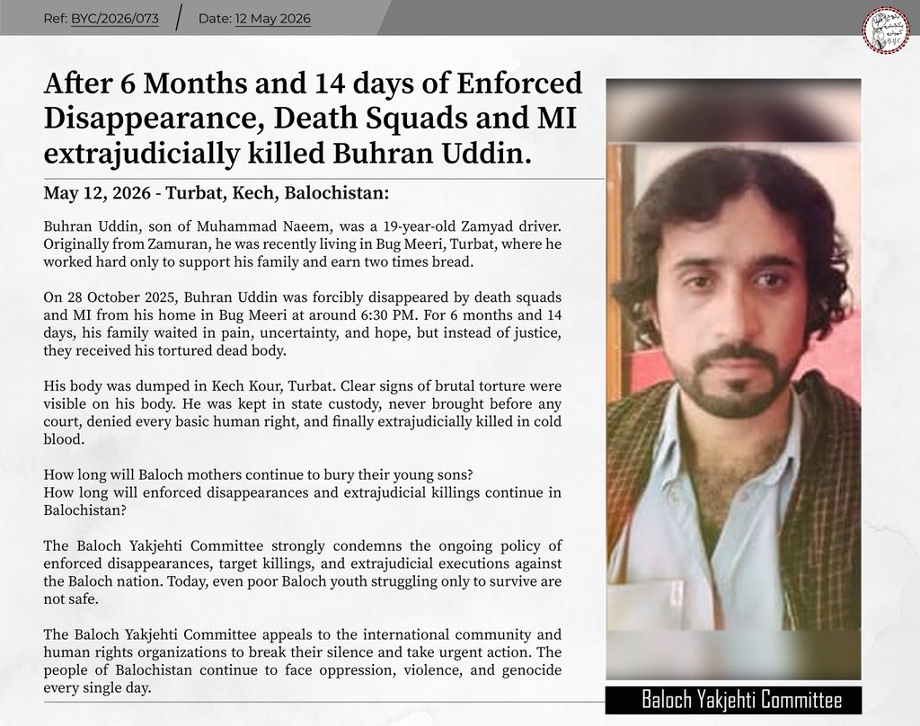Baloch Yakjehti Committee tweet media