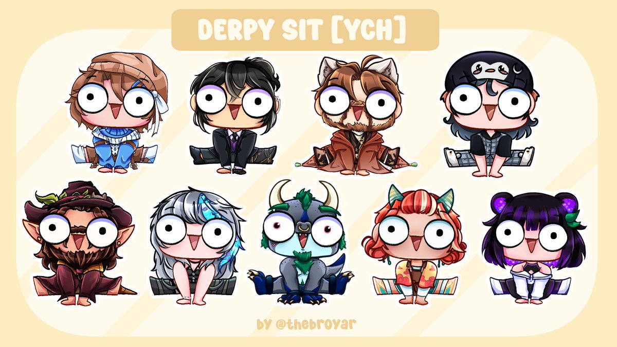 TheBroyar's tweet photo. DERPY SIT! 🫵

✦ Morgen 18 Uhr öffne ich zum ersten mal 5 Derpy Sit  Slots!👀 Wer einen haben möchte, check it out 🩷

» Ich spare momentan auf Sachen für meinen Umzug, also unterstützt mich jede Commission dabei hihi 🫶

✨https://t.co/mq8cpnLFNZ https://t.co/GfNRPJYTHC