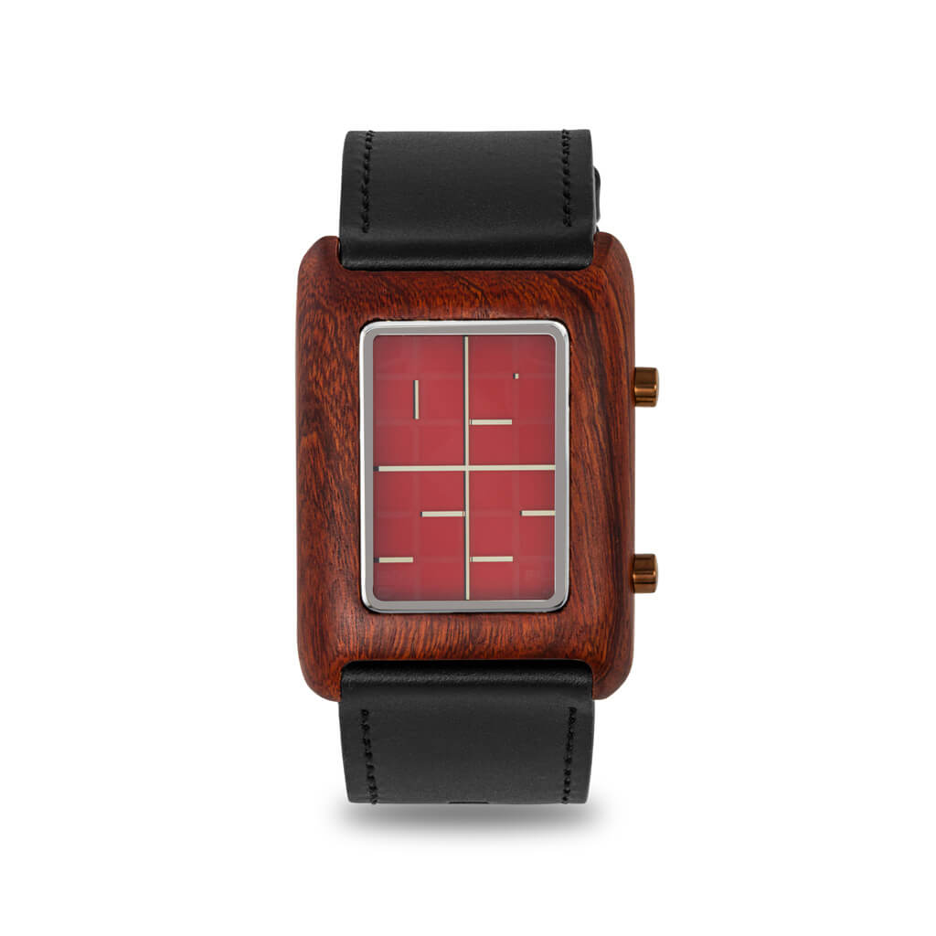 TokyoflashJapan's tweet photo. "Enjoy your time". The artistic Stencil Wood LCD watch from #Tokyoflash Japan displays the time in negative space and will bring a smile to your face each time you wear it. Find out more about this creative watch design here: https://t.co/01n1HPHaju https://t.co/cEwnzKad4N
