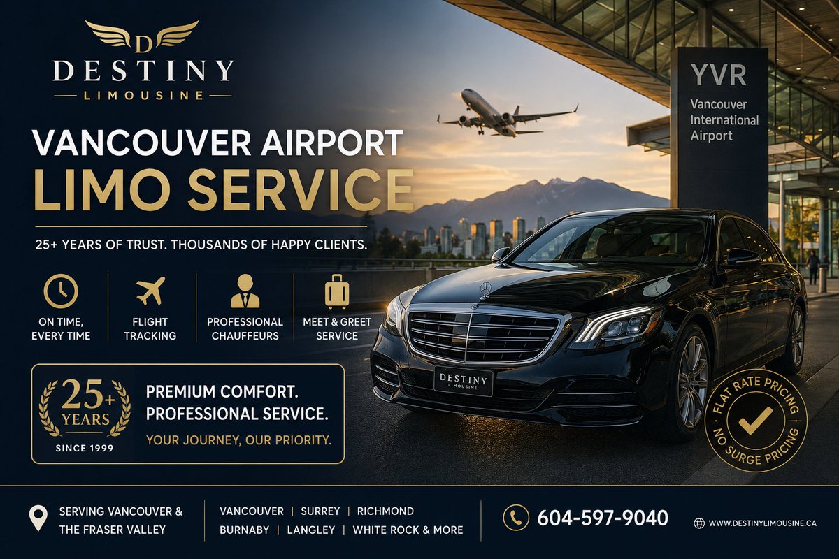 destinylimo's tweet photo. ✈️ Vancouver Airport Transportation You Can Actually Rely On

📞 604-597-9040
🌐 [https://t.co/AMsaWzFIgh]

#YVR #VancouverAirport #AirportLimo #LuxuryTravel #VancouverLimo #AirportTransportation #TravelVancouver #ExecutiveTravel #BCBusiness #VancouverLife https://t.co/r9MCnW5kju