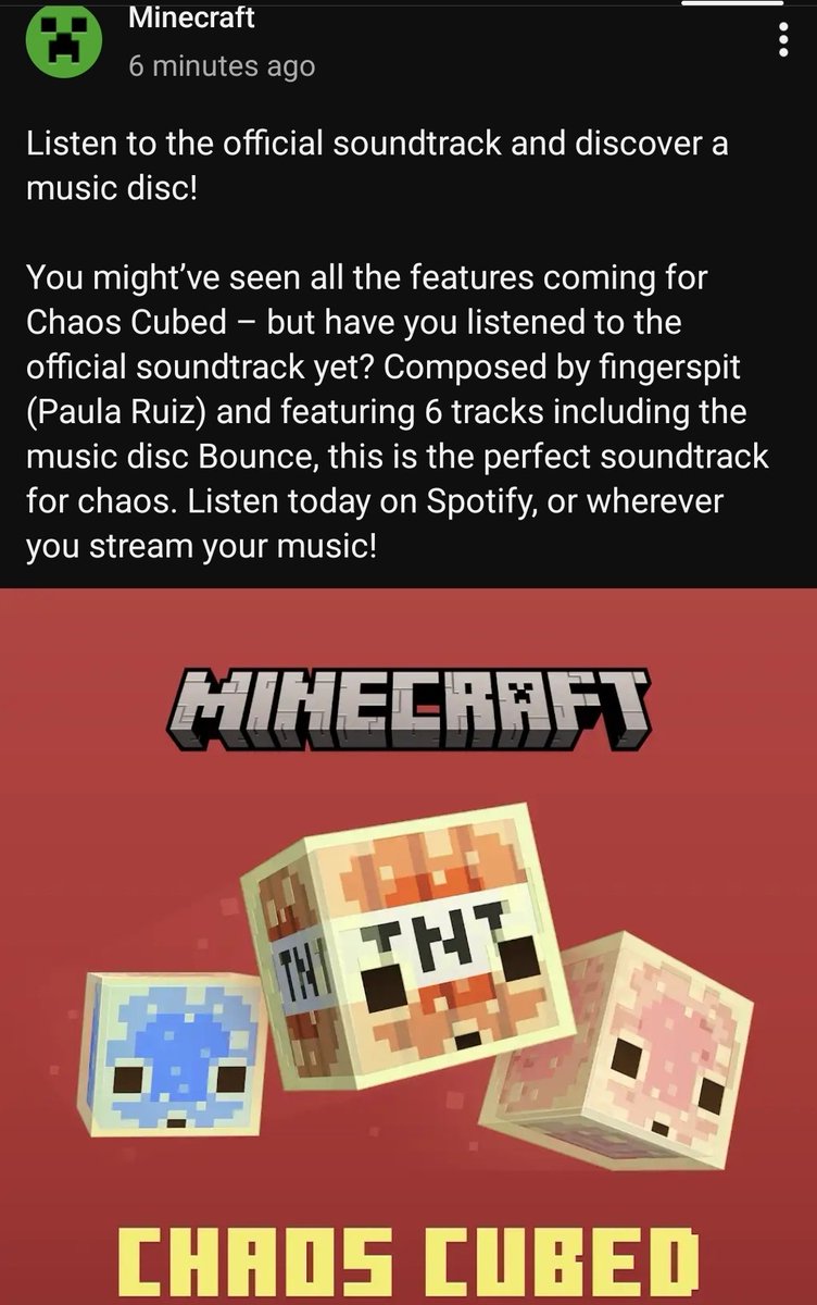 ibxtoycat's tweet photo. As I predicted back in the first snapshot, new music is coming to Minecraft.  The new disc is called "bounce" https://t.co/gQh5uUujDq