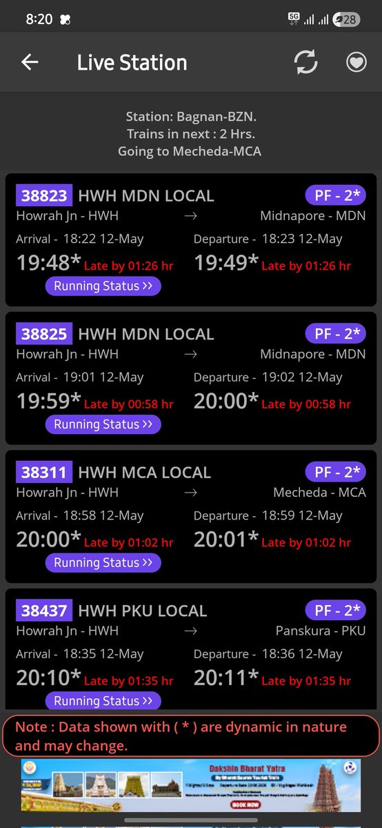 asitbose2007's tweet photo. Govt.change at west bengal but #southeasternrailway will never improve in punctuality, always goods train gets first priority here.  @RailwaySeva @kgprail @narendramodi @AshwiniVaishnaw @SuvenduWB @DrmDrmkgp https://t.co/1teUlNsHEx