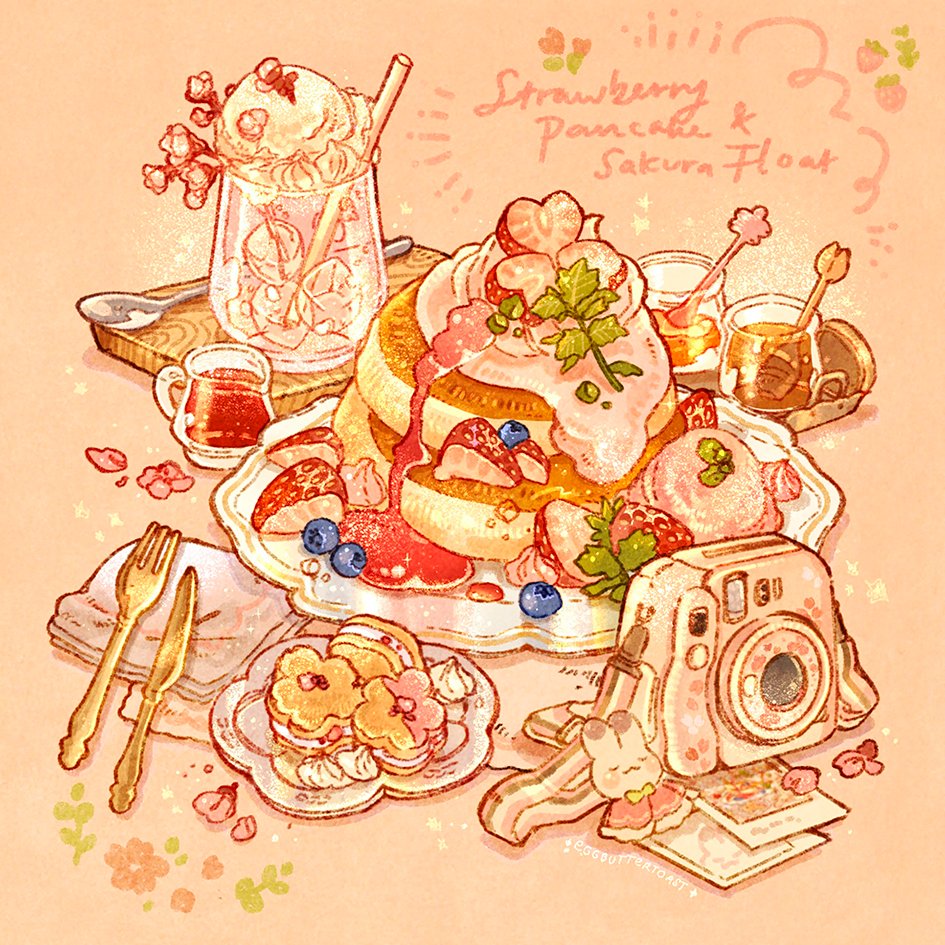 🌸spring break-strawberry pancake and sakura float 🌸