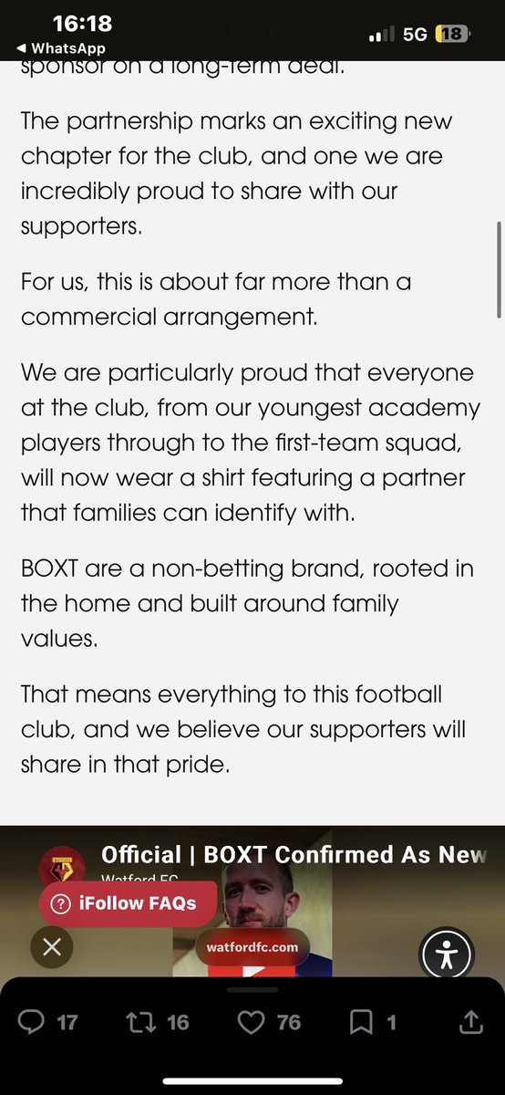 HarryD_wfc's tweet photo. @WatfordFC @weareboxt Why are you pretending to be so outraged about having a betting company sponsoring us. It was your decision to have Mr Q as the sponsor for the last few years https://t.co/LsHH7ydNln