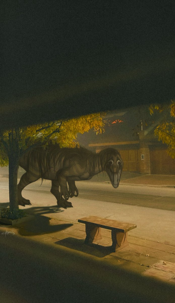 AbigailDX1's tweet photo. TRATAYENIA ROSALESI
That thing was calling me... Thank goodness I checked before opening the door,but that beast stayed lurking nearby, I can still hear its claws clashing

#Art #ArtistOnTwitter #tratayenia #tratayeniarosalesi #dinosaurs #dinosaur #megaraptorid #horror #HorrorArt https://t.co/FQgbSmU7AF