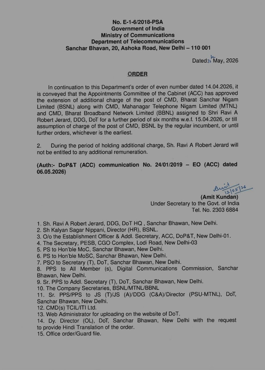 VanchiSubbu's tweet photo. Pure governance issue . Evident of non seriousness of govt 
Bureaucrats  in manning vital key position in strategic firm BSNL develping Ambitious 4g project.  Find &amp;
Post regular cmd 
Before blaming others for bsnl loss
@PMOIndia
@DoT_India 
@nsitharaman 
@BSNL_Revival_BR https://t.co/wgY3pbwEqx